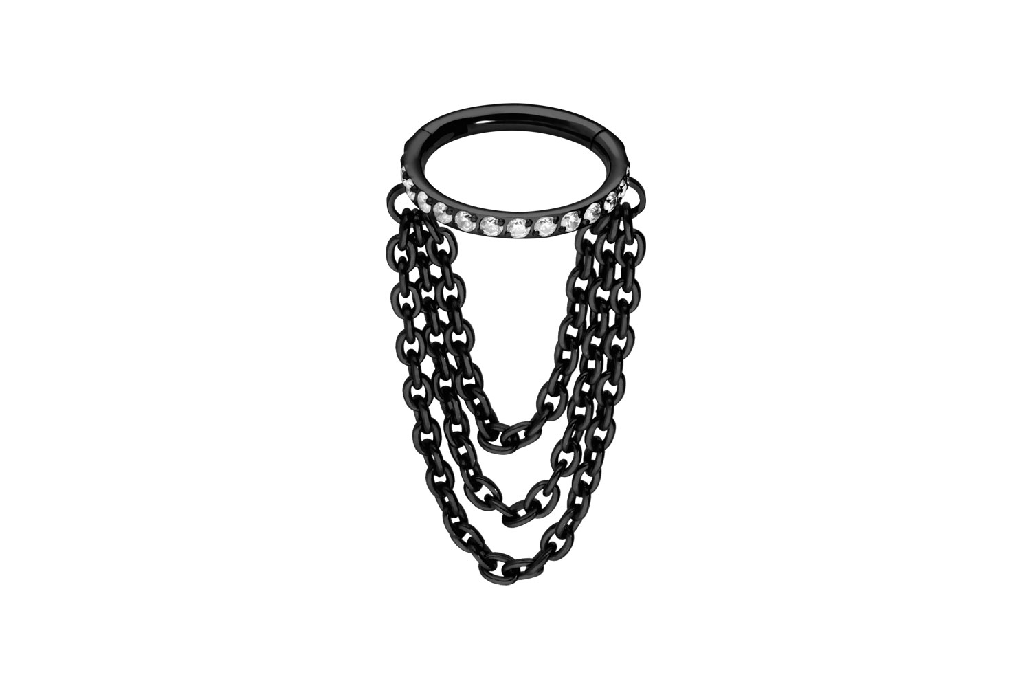 Titan Segmentring Clicker Piercing EINGEFASSTE KRISTALLE + 3 KETTEN
